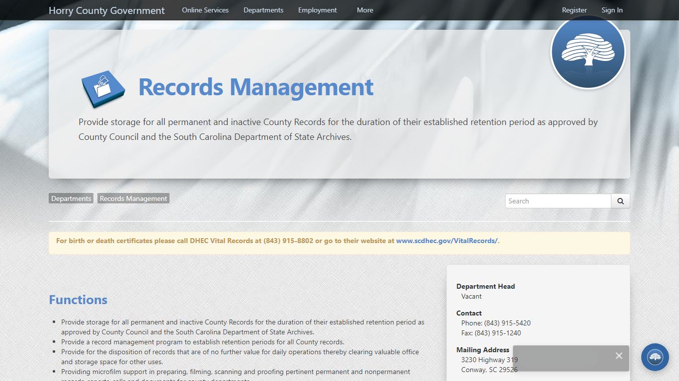 Records Management - Horry County Government
